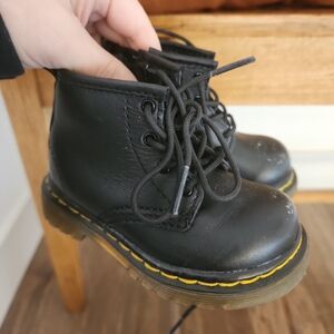 Black Leather Lace-Up Boots